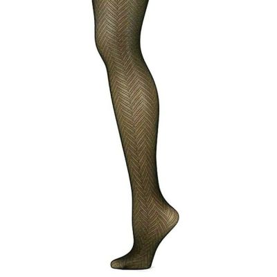 New York & Women Patterned Tights Shaping Herringbone Not High Waist Small Black